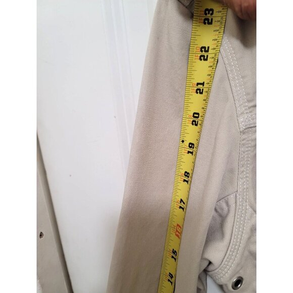Eddie Bauer Beige Cotton Jacket With Metal Toggle Closures Multiple Pockets Size - Picture 14 of 15